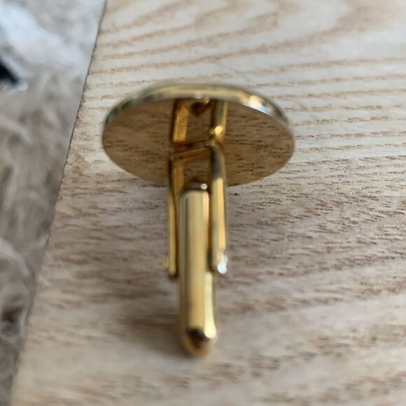 Vintage Swank Gold Tone Geometric Cuff Links & Tie Tack With Original Box - Picture 9 of 17